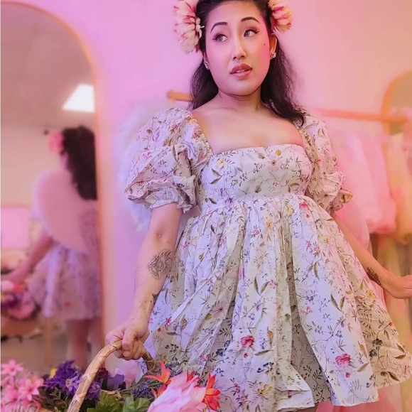 Selkie Floral Puff Sleeve Dress - Picture 3 of 7